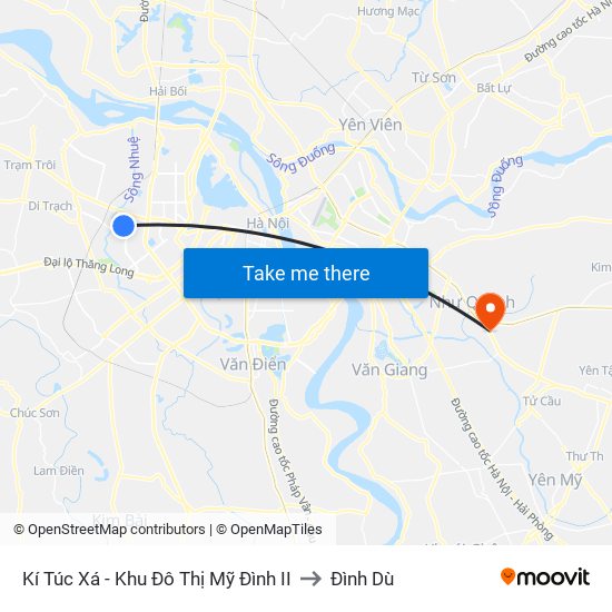 Kí Túc Xá - Khu Đô Thị Mỹ Đình II to Đình Dù map