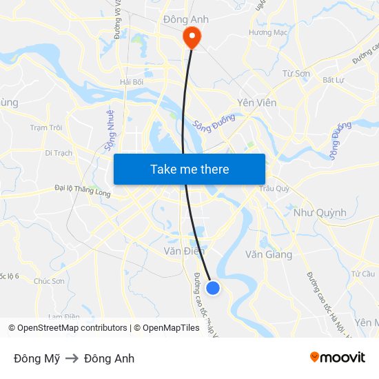 Đông Mỹ to Đông Anh map