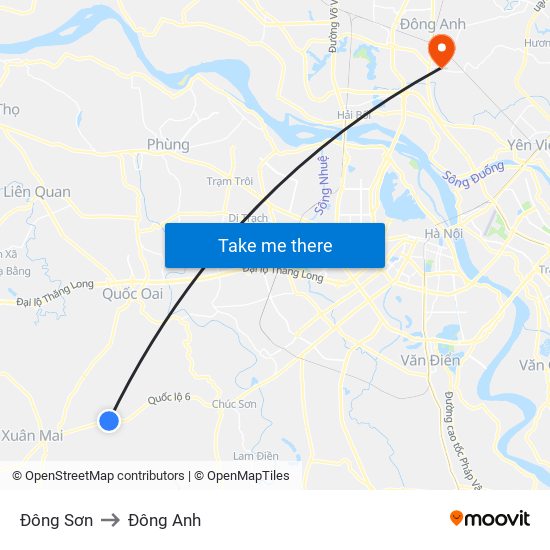 Đông Sơn to Đông Anh map