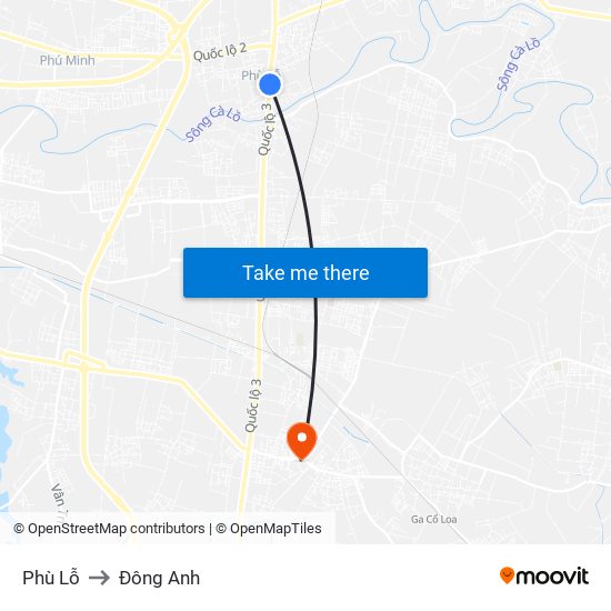 Phù Lỗ to Đông Anh map