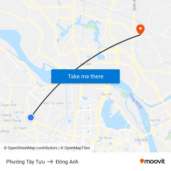 Phường Tây Tựu to Đông Anh map