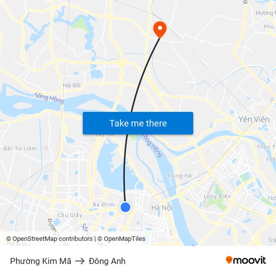 Phường Kim Mã to Đông Anh map