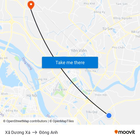 Xã Dương Xá to Đông Anh map