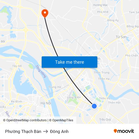 Phường Thạch Bàn to Đông Anh map