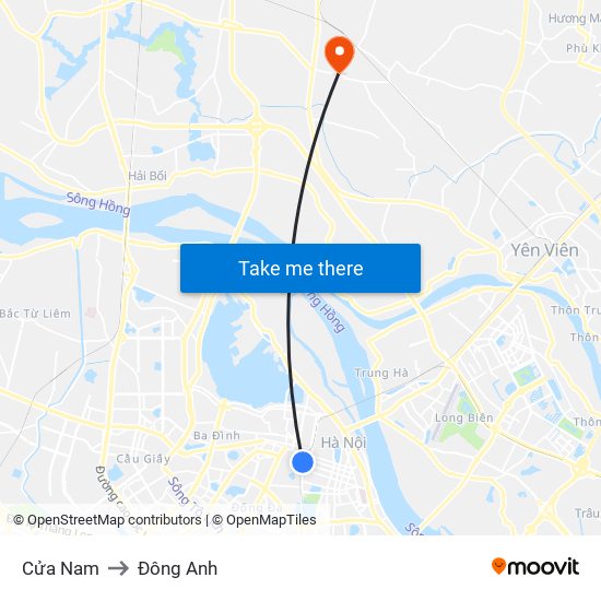 Cửa Nam to Đông Anh map