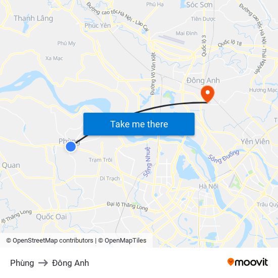 Phùng to Đông Anh map