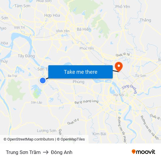 Trung Sơn Trầm to Đông Anh map