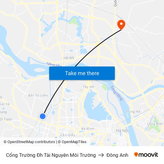 Cổng Trường Đh Tài Nguyên Môi Trường to Đông Anh map