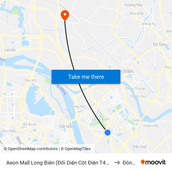 Aeon Mall Long Biên (Đối Diện Cột Điện T4a/2a-B Đường Cổ Linh) to Đông Anh map