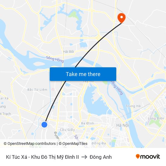 Kí Túc Xá - Khu Đô Thị Mỹ Đình II to Đông Anh map