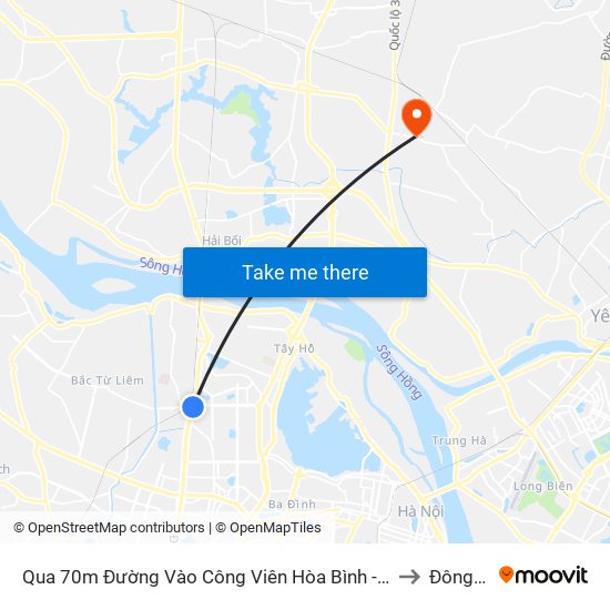 Qua 70m Đường Vào Công Viên Hòa Bình - Phạm Văn Đồng to Đông Anh map