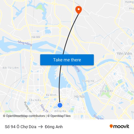 Số 94 Ô Chợ Dừa to Đông Anh map