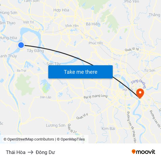 Thái Hòa to Đông Dư map