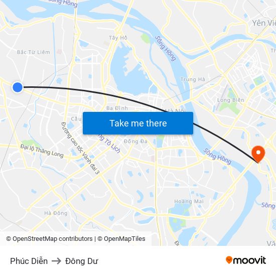 Phúc Diễn to Đông Dư map