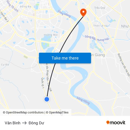 Văn Bình to Đông Dư map