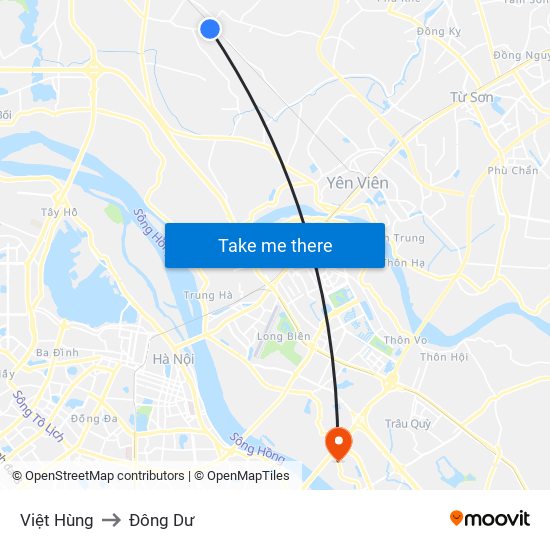 Việt Hùng to Đông Dư map