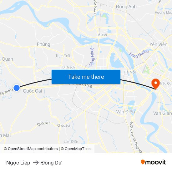 Ngọc Liệp to Đông Dư map