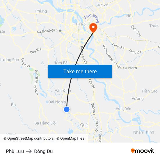 Phù Lưu to Đông Dư map