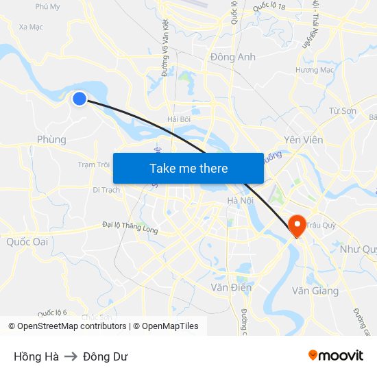 Hồng Hà to Đông Dư map