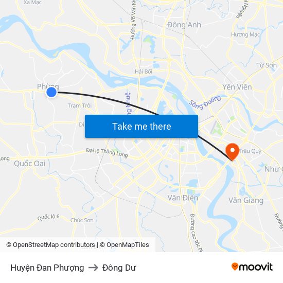 Huyện Đan Phượng to Đông Dư map