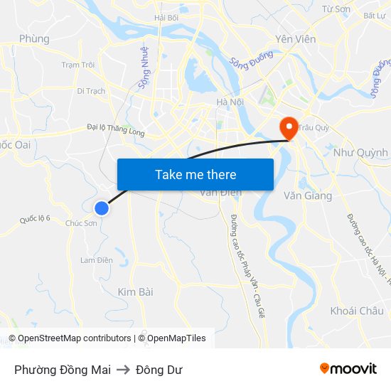 Phường Đồng Mai to Đông Dư map