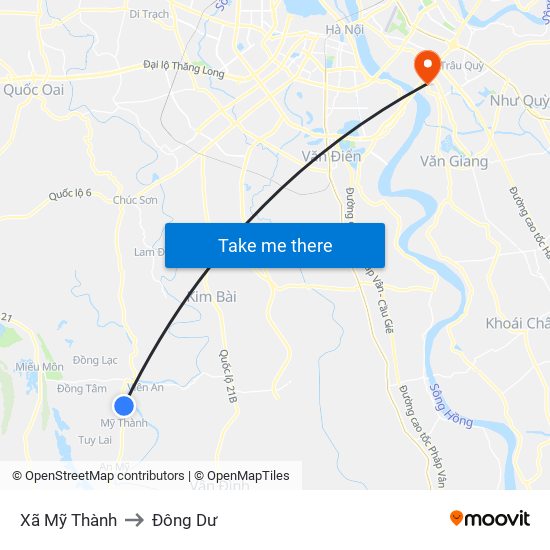 Xã Mỹ Thành to Đông Dư map