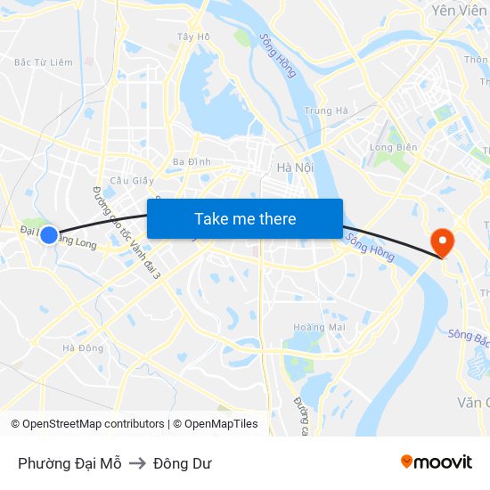 Phường Đại Mỗ to Đông Dư map