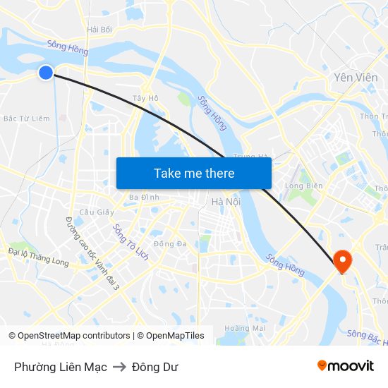 Phường Liên Mạc to Đông Dư map