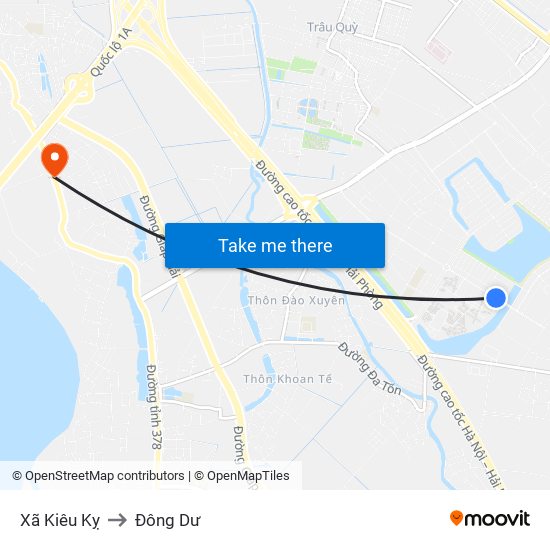 Xã Kiêu Kỵ to Đông Dư map