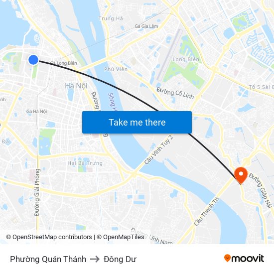 Phường Quán Thánh to Đông Dư map