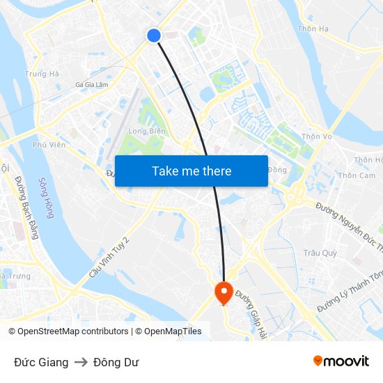 Đức Giang to Đông Dư map