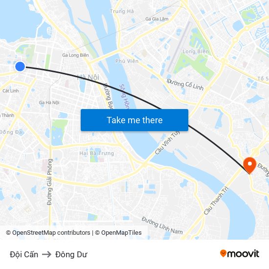 Đội Cấn to Đông Dư map