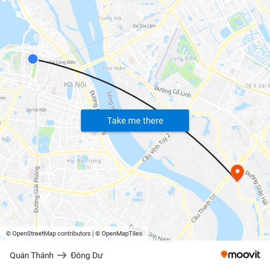 Quán Thánh to Đông Dư map