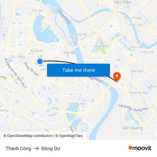 Thành Công to Đông Dư map