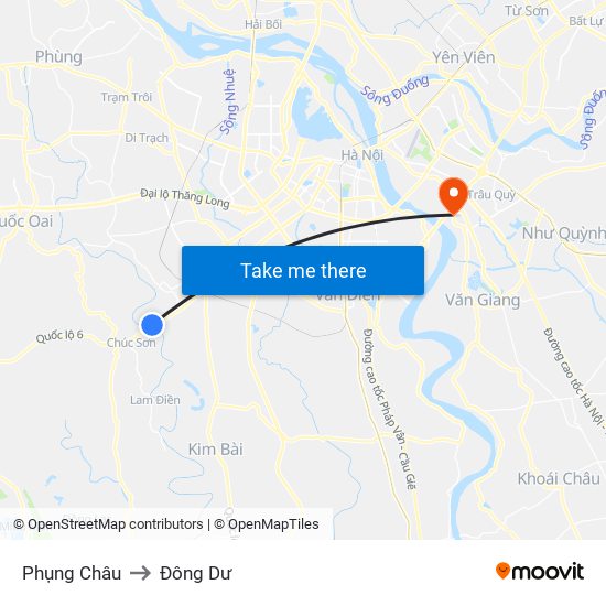 Phụng Châu to Đông Dư map