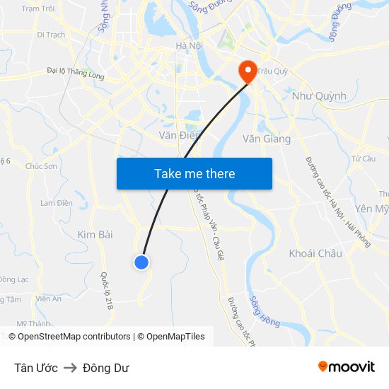 Tân Ước to Đông Dư map