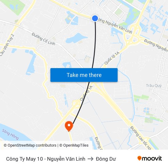 Công Ty May 10 - Nguyễn Văn Linh to Đông Dư map