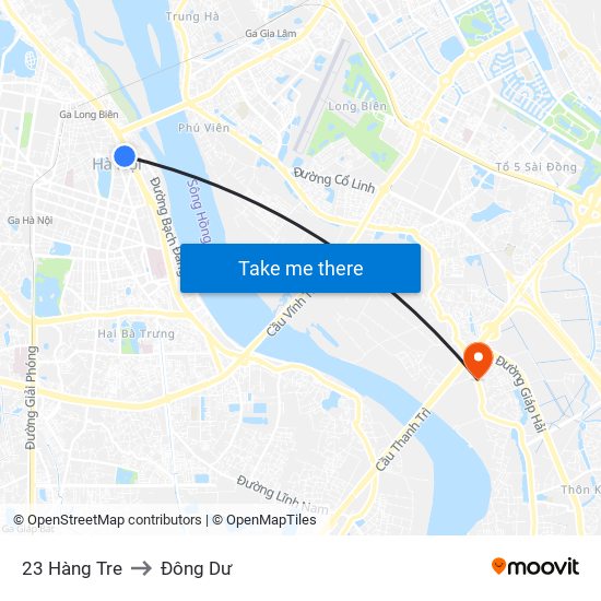 23 Hàng Tre to Đông Dư map
