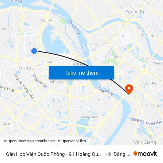 Gần Học Viện Quốc Phòng - 91 Hoàng Quốc Việt to Đông Dư map