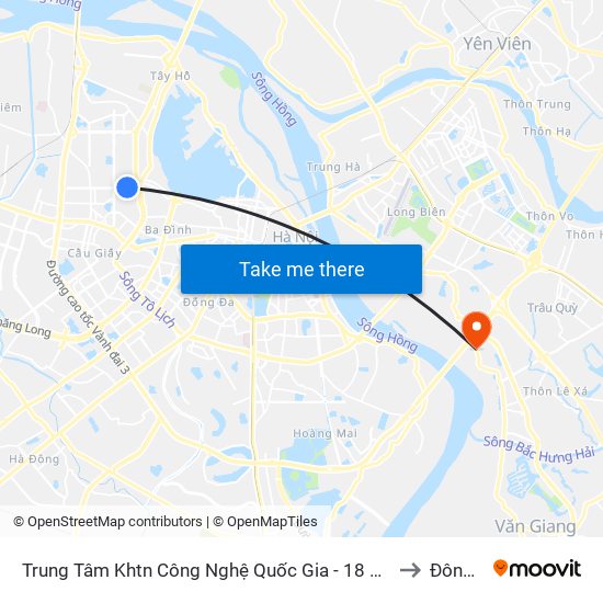 Trung Tâm Khtn Công Nghệ Quốc Gia - 18 Hoàng Quốc Việt to Đông Dư map