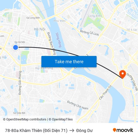 78-80a Khâm Thiên (Đối Diện 71) to Đông Dư map
