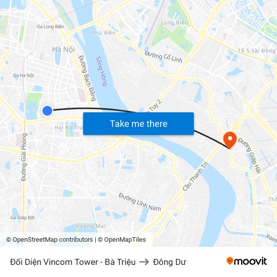 Đối Diện Vincom Tower - Bà Triệu to Đông Dư map