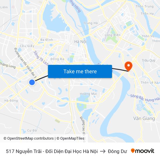 517 Nguyễn Trãi - Đối Diện Đại Học Hà Nội to Đông Dư map