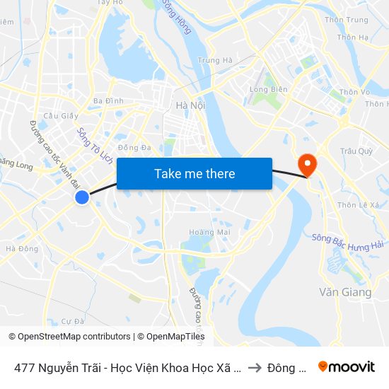 477 Nguyễn Trãi - Học Viện Khoa Học Xã Hội to Đông Dư map