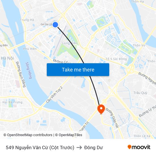 549 Nguyễn Văn Cừ (Cột Trước) to Đông Dư map