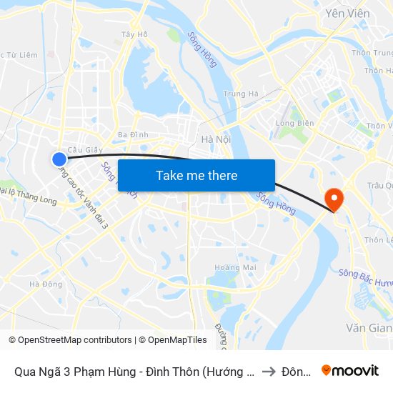 Qua Ngã 3 Phạm Hùng - Đình Thôn (Hướng Đi Phạm Văn Đồng) to Đông Dư map