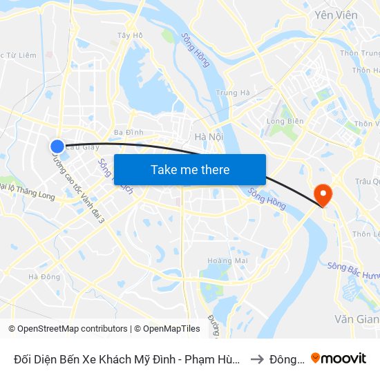 Đối Diện Bến Xe Khách Mỹ Đình - Phạm Hùng (Cột Trước) to Đông Dư map