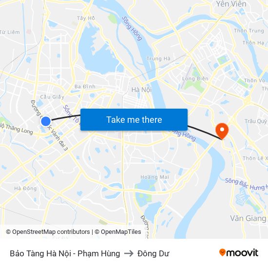 Bảo Tàng Hà Nội - Phạm Hùng to Đông Dư map