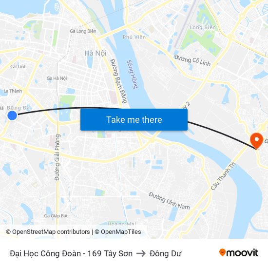 Đại Học Công Đoàn - 169 Tây Sơn to Đông Dư map