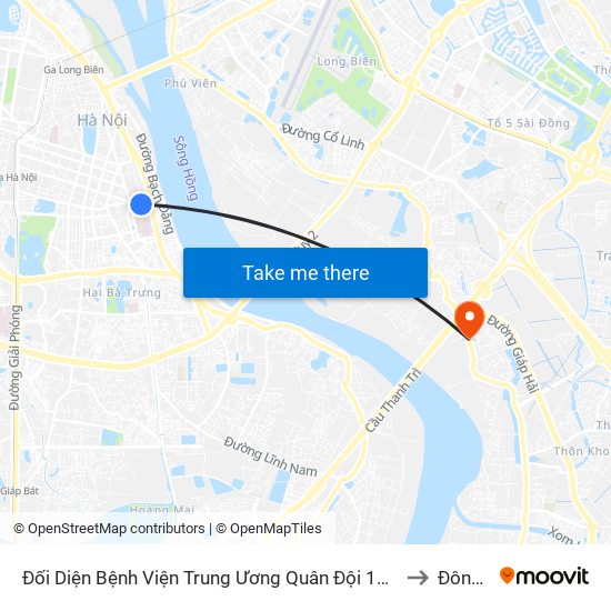 Đối Diện Bệnh Viện Trung Ương Quân Đội 108 - Trần Hưng Đạo to Đông Dư map